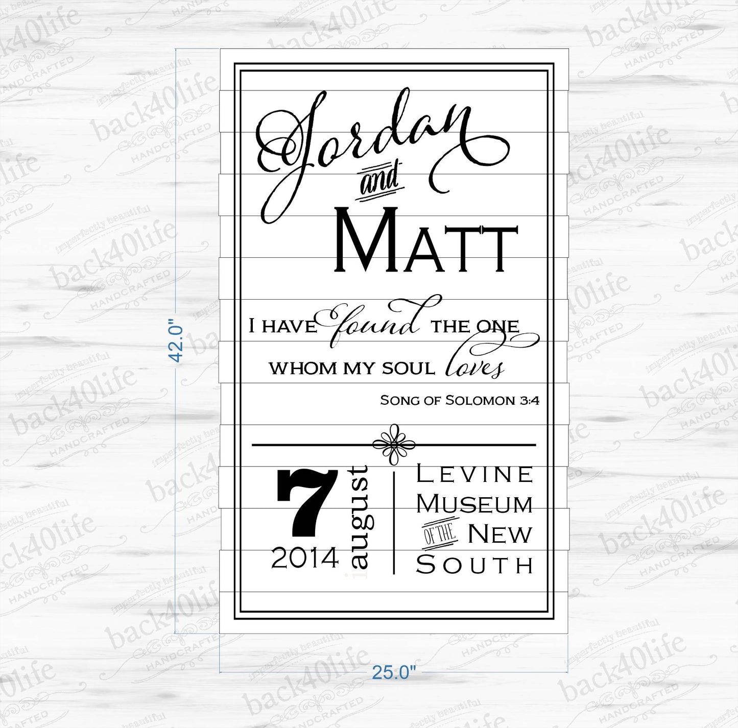 Pallet-Style Painted Wood Wedding or Reception Sign (W-070b)