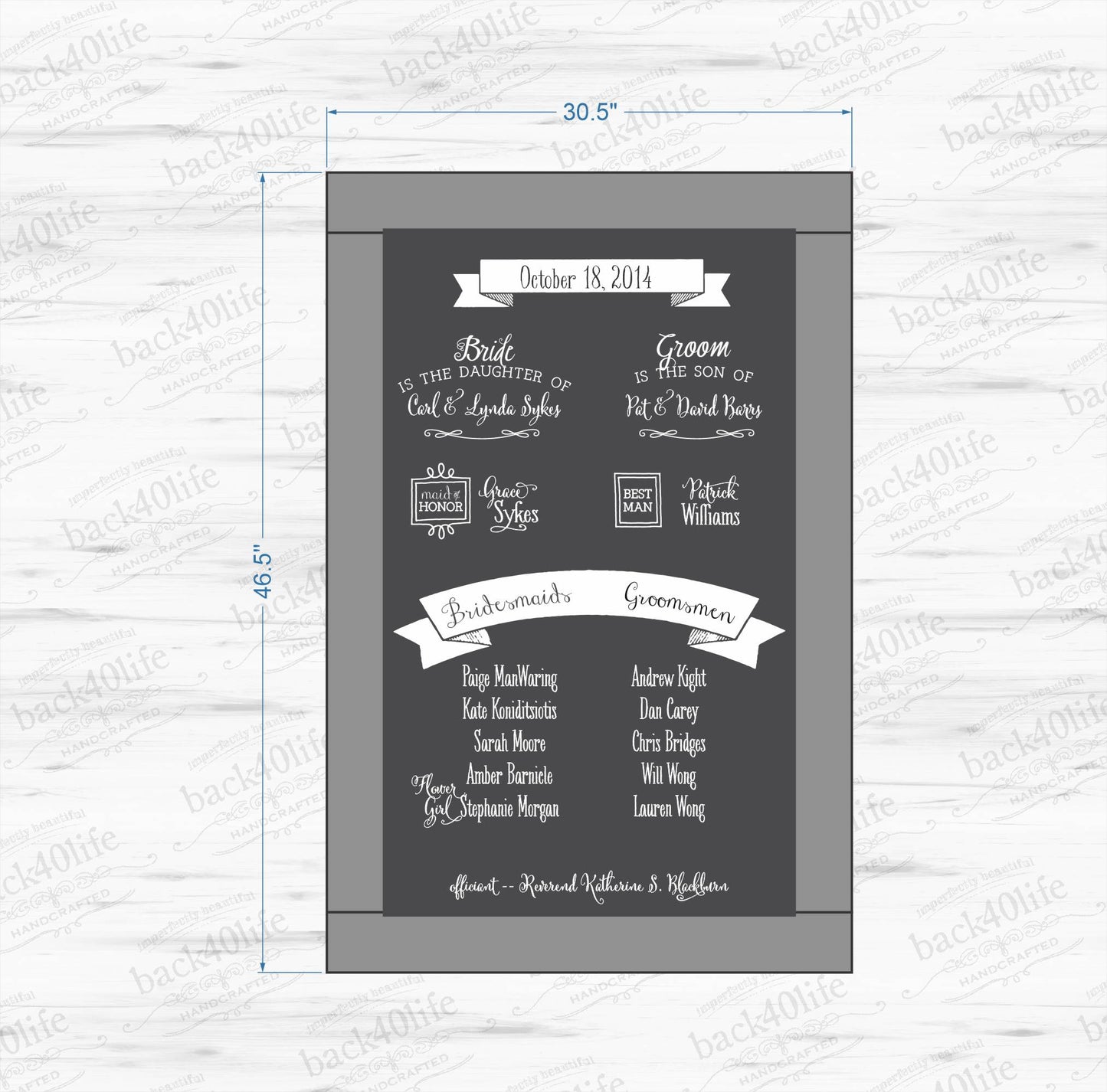 Wedding Program Welcome Sign with Chalkboard Finish (W-071)