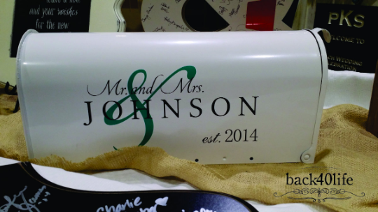 Mr. & Mrs. Wedding Reception Mailbox Vinyl Decal (W-074)
