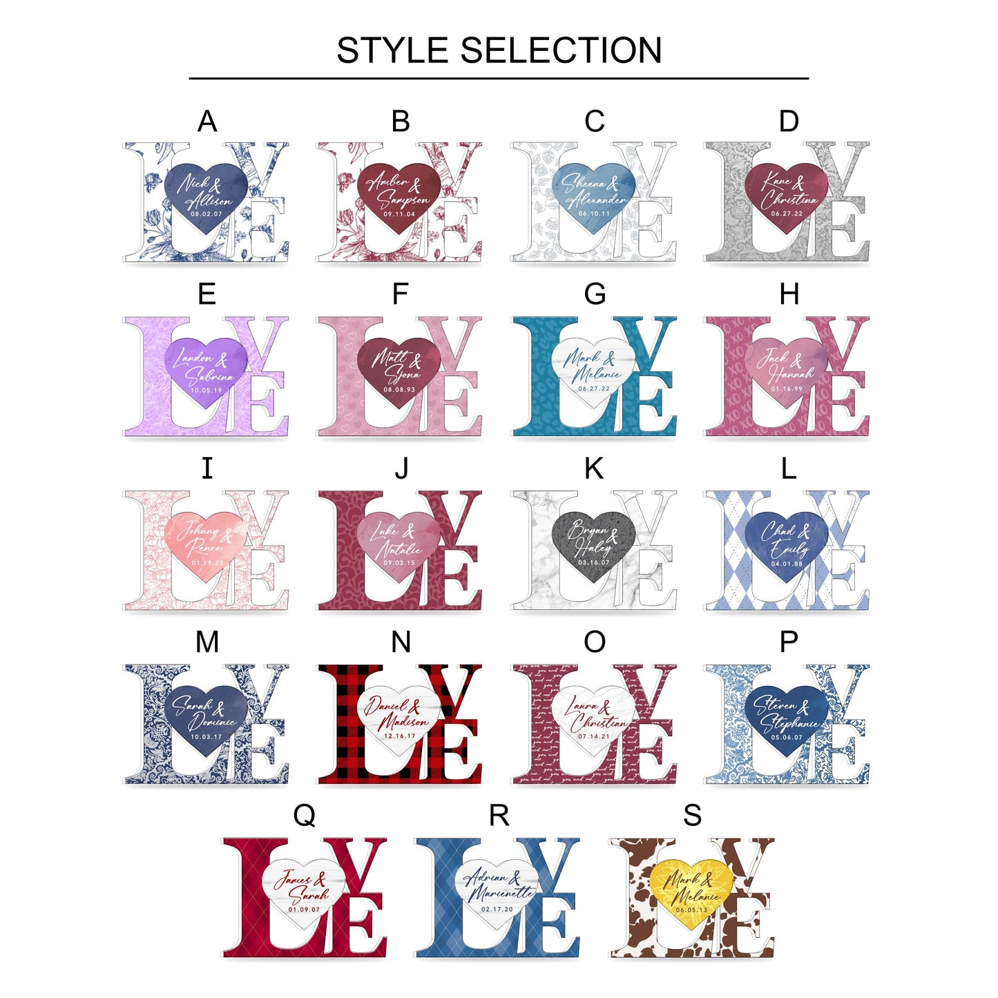 W-110 Love Heart Personalized Acrylic Cutout - Wedding Anniversary Romantic Gift