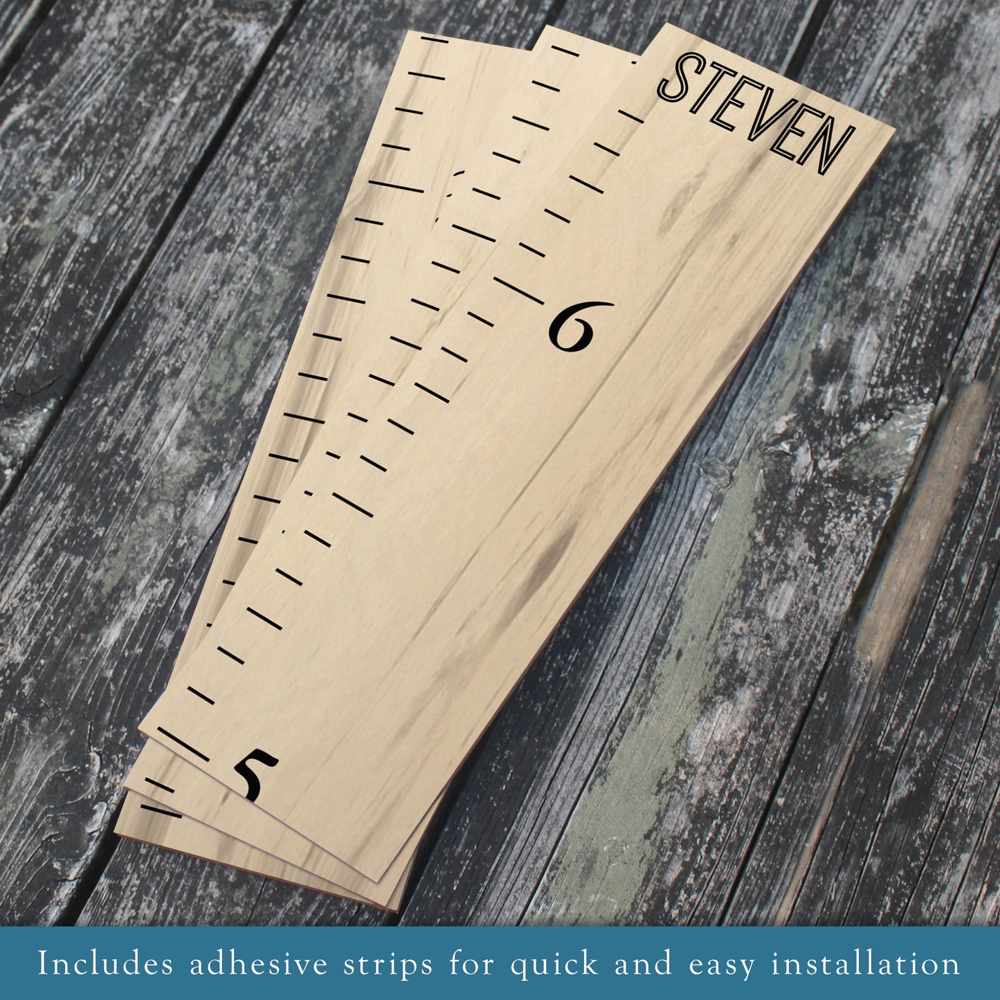 Farmhouse Style Segmented Wooden Kids Growth Chart Ruler for Boys and Girls (GC-3P-BMK) Benchmark - Back40Life