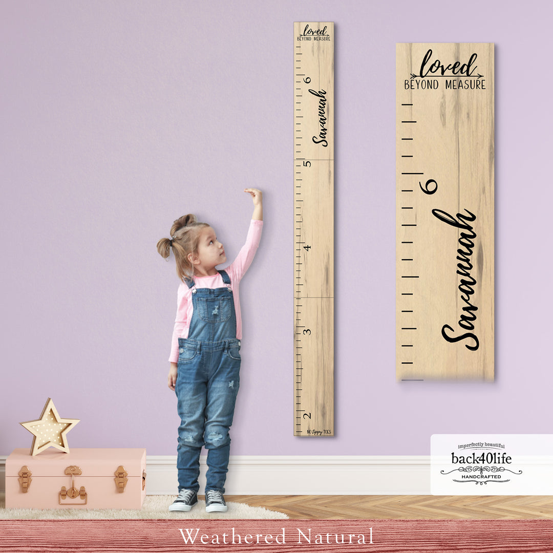 Personalized Wooden Kids Growth Chart - Height Ruler for Boys Girls Size Measuring Stick Family Name - Custom Ruler Gift Children GC-NTT-3P