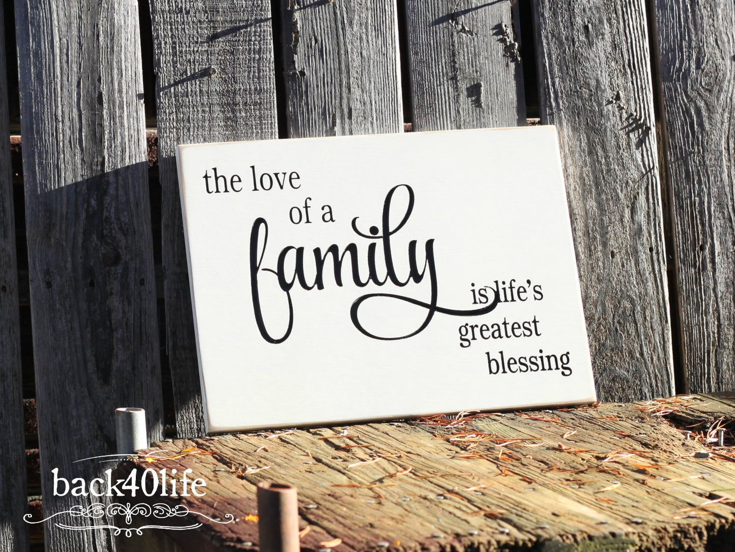 The Love of a Family Wooden Sign (I-014s)